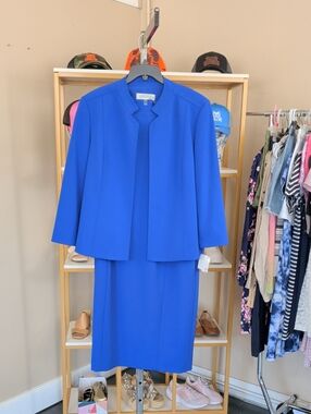 Kasper Royal Blue Two-Piece Pencil Skirt Suit